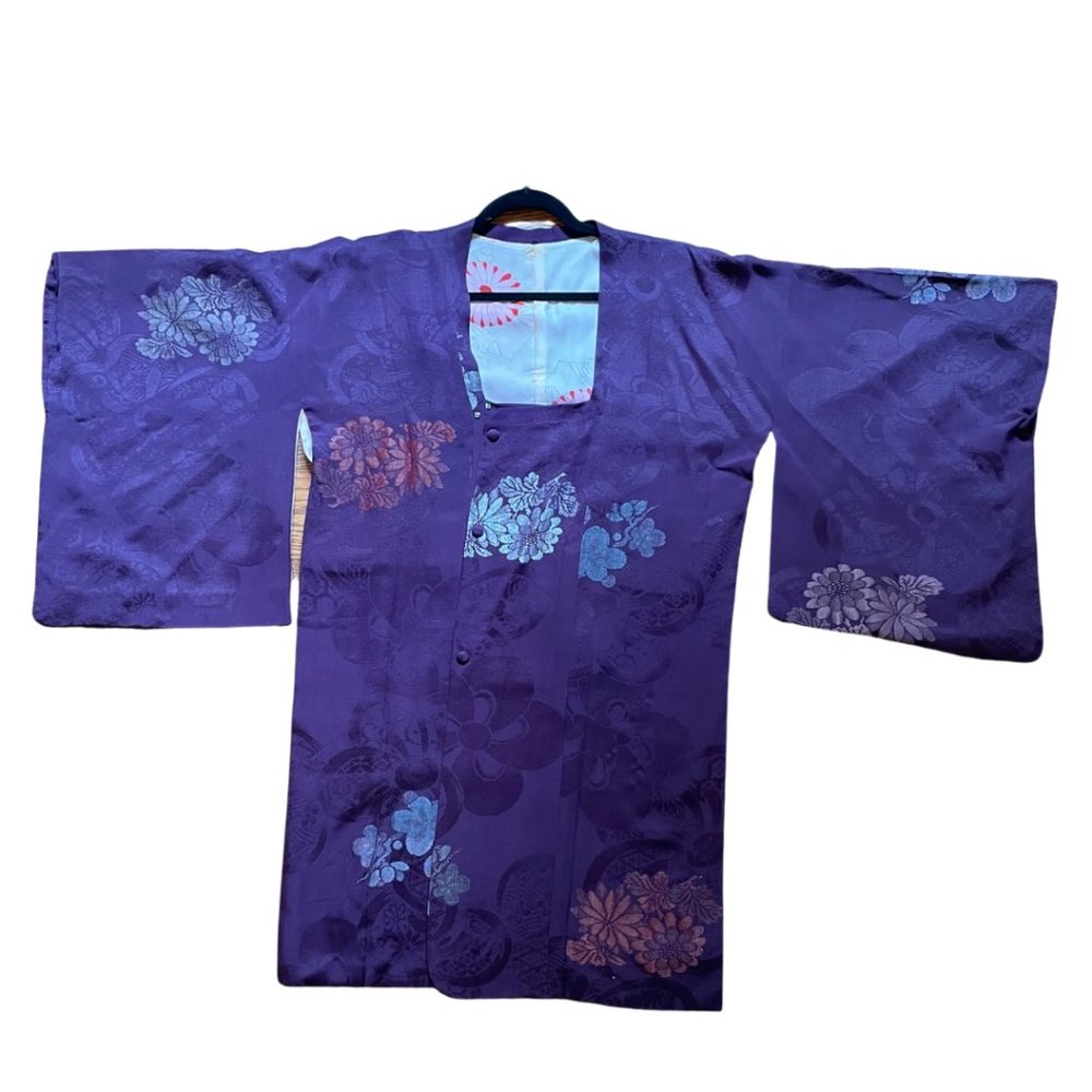 RARE 1960s Vintage Embroidered Silk Japanese  Michiyuki Kimono Coat Jacket